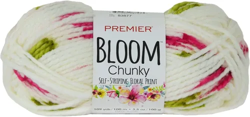 Vista 14 de Premier Yarns Bloom - Hilo grueso, hilo con patrón automático para ganchillo y tejer, Hydrangea, 3.5 oz, 109 yardas
