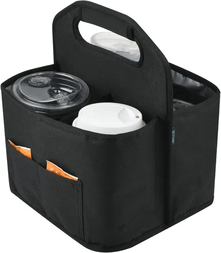 Vista 7 de Beautyflier Transportador de bebidas con asa para entrega reutilizable, aislado, portador portátil para 4 tazas con asa organizador, bolsa de mano