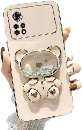 Vista 82 de Miagon Bear - Funda con soporte para espejo para Xiaomi Redmi A1, Quicksand Glitter Electroplated Soft TPU Protector Slim a prueba de golpes