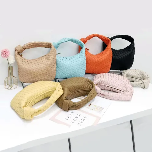 Vista 6 de Bolso de mano tejido, bolso de hombro para mujer, bolso de cuero suave, bolso de mano tejido, bolso de mano anudado casual
