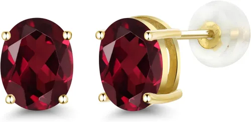 Vista 222 de Gem Stone King Aretes de oro de 14 quilates con piedra natal ovalada de 0.315 x 0.236 in Aretes de oro para mujer