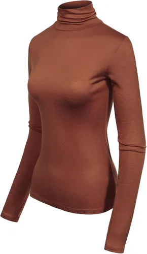 Vista 17 de MixMatchy Camisetas de manga larga delgadas y ligeras para mujer, cuello alto, capa base, camisetas activas