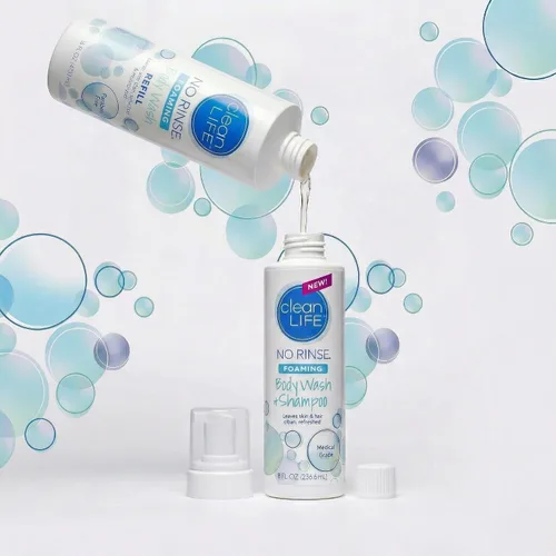 Vista 3 de No-Rinse Gel de Ducha Espumoso - Limpiador de Espuma Sin Agua para Ancianos, Adultos, Niños, Bebés y Cuidadores - Sin Enjuague para Piel Sensible