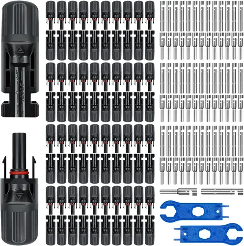 Vista 9 de Conector de Panel Solar, Kit de Herramientas de Crimpado Solar de 60 Piezas para Conectar Alambre de Cable de Panel Solar, Kit de Conectores Solares