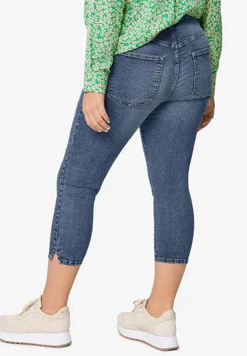 Vista 4 de Ellos Capri Denim de 5 bolsillos para mujer talla grande