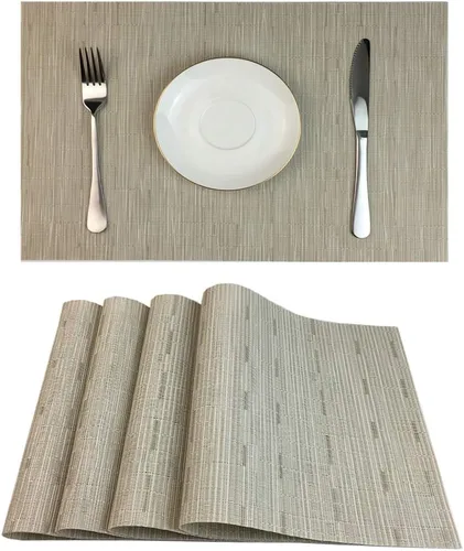 Vista 19 de WAZAIGUR Juego de 4 manteles individuales para mesa de comedor, resistentes al calor, lavables, manteles individuales de vinilo tejido, fáciles