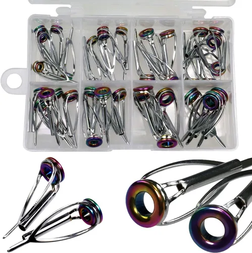 Vista 9 de QualyQualy Fishing Rod Tip Repair Kit - 40/75pcs Stainless Steel Ceramic Ring Rod Tip Guide Replacement
