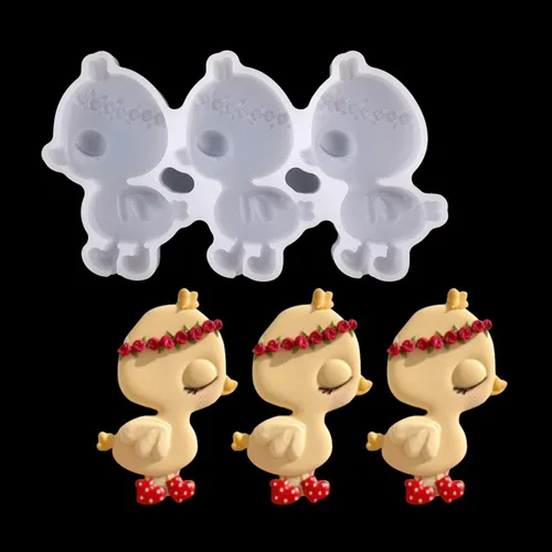 Vista 2 de mostsom Moldes de silicona para piruletas para pastel de pollitos para gelatina y dulces, moldes para tartas, formas variadas, decoración