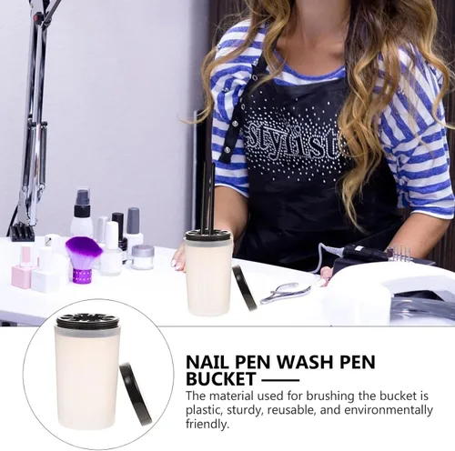 Vista 2 de Nail Art Brush Cleaner Cup Nail Art Tip Holder Nail Art Brush Container Remover Cup Immersion Brush Cleaner Pot Nail Wash Cup