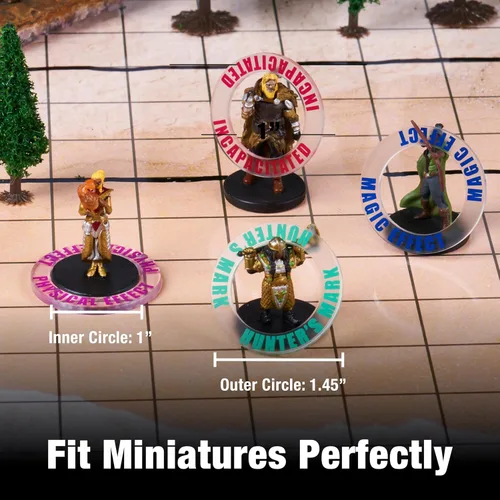 Vista 3 de 96 marcadores de efectos de estado Figuras DND acrílicas 24 anillos de condiciones Accesorios DND para RPG como Calabozos y Dragones 5ª edición