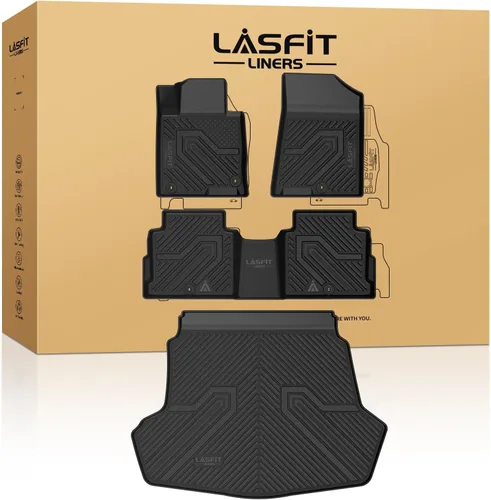 Vista 32 de LASFIT Alfombrillas de Piso Compatibles con Nissan Armada 2017-2018 / Infiniti QX56 2011-2013 / Infiniti QX80 2014-2018, TPE Para Todo Clima Ajuste