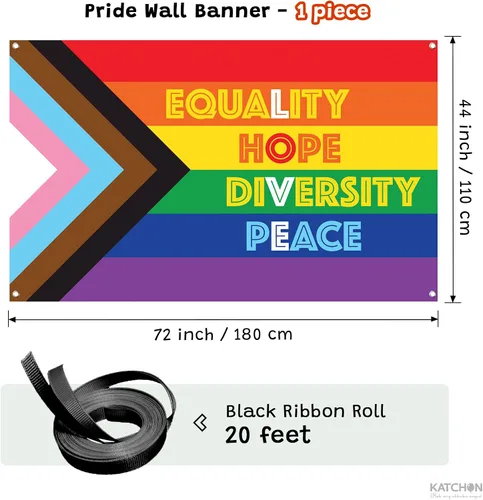 Vista 2 de KatchOn Banner del orgullo 72x44 pulgadas Letrero de orgullo para decoraciones gay, decoraciones del mes del orgullo, decoración LGBTQ
