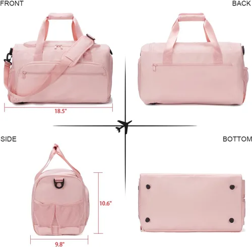 Vista 6 de Bolsa de gimnasio para hombres y mujeres, pequeña bolsa deportiva con bolsillo húmedo y compartimento para zapatos, bolsa de lona resistente al agua