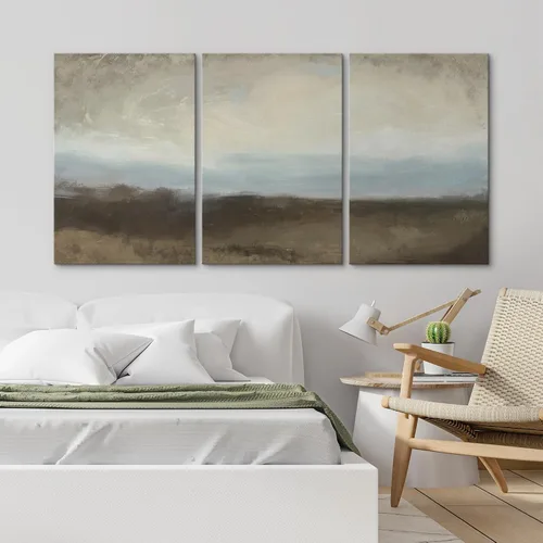 Vista 373 de wall26 Lienzo enmarcado para pared, juego de arte de acuarela pastel, paisaje rural, ilustraciones con formas abstractas, arte moderno, decorativo