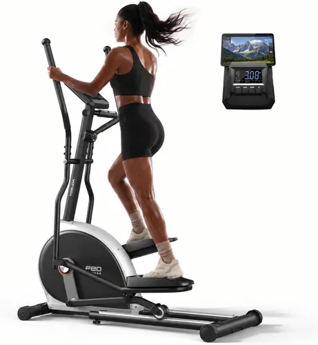 Vista 10 de YOSUDA Máquina elíptica del ejercicio, elíptica compacta con inclinación de Negro