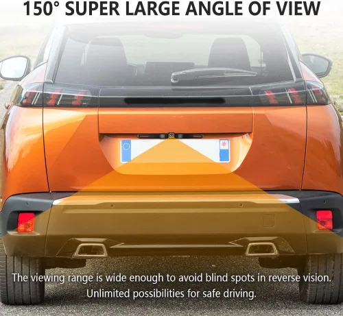 Vista 4 de Cámara de respaldo para automóvil, cámara de visión nocturna HD de 12 LED, cámara de respaldo gran angular de 150° para automóvil, con soporte