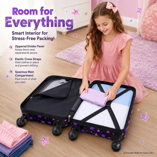 Vista 4 de Equipaje para niños y niñas, maleta de viaje con ruedas, 01-Hardside A-star Cat 5pc, Equipaje extensible Hardside con ruedas giratorias