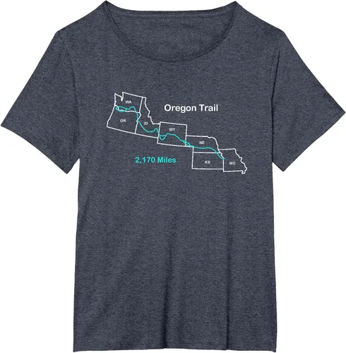 Vista 14 de Route Map of The Oregon National Historic Trail T-Shirt Asphalt Grey