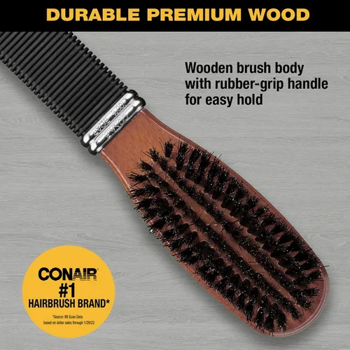 Vista 2 de Conair Cepillo de cerdas de jabalí multiusos - Cepillo para el cabello - Cepillo para el cabello para hombres y mujeres - Marrón