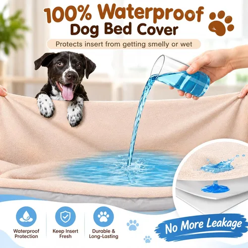 Vista 2 de Fundas de cama para perro, lavables para cama redonda y dona, 100% impermeables, suaves y silenciosas, para cama de perro, 30 x 30 x 9.8 pulgadas