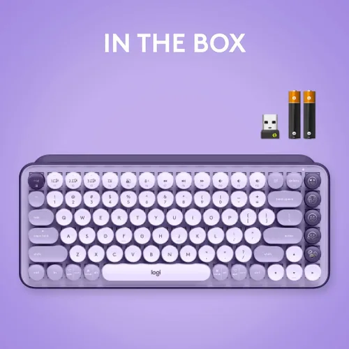 Vista 9 de Logitech POP Keys - Teclado mecánico inalámbrico con teclas Emoji personalizables, diseño compacto duradero, conectividad Bluetooth o USB, Cosmos