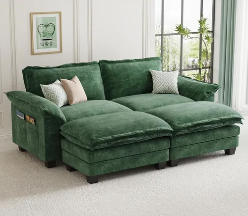 Vista 40 de KKL Sofá Seccional Modular de 89 Pulgadas, Sofá de Amor de 2 Asientos Sofá Nube con Asiento Profundo, Sofás Seccionales de Chenilla para Sala