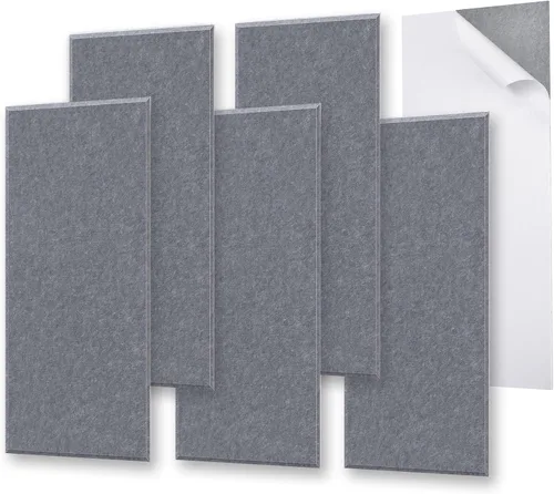 Vista 12 de Paquete de 6 paneles de pared insonorizados engrosados, paneles acústicos de borde biselado de alta densidad de 15.75" X 31.5" X 0.47", paneles
