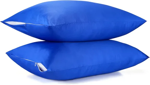 Vista 9 de Protectores/Fundas de Almohada de Algodón Tamaño Estándar con Cremallera Paquete de 2 Color Gris, Protectores de Almohada de Cama Refrescantes