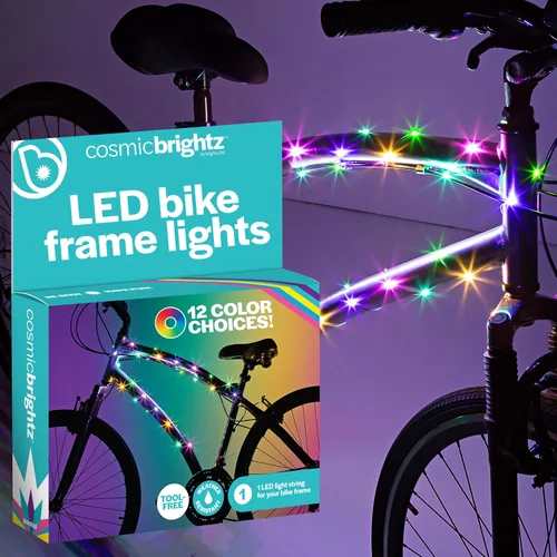 Vista 11 de Brightz CosmicBrightz - Cuerda de luz LED para marco de bicicleta, cuerda de 6.5 pies, funciona con pilas con interruptor de encendido/apagado