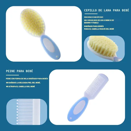 Vista 4 de Kit de aseo para bebés, esenciales para recién nacidos, kit portátil de cuidado del bebé, contiene cortaúñas para bebés, peine para bebés, cepillo