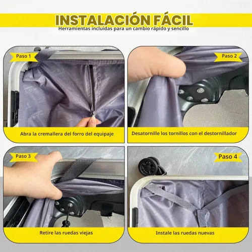 Vista 5 de Repuesto de ruedas de equipaje de doble hilandero para maleta Negro-H045-2