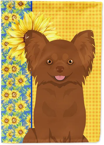 Vista 151 de Caroline's Treasures WDK5313GF Bandera de jardín con diseño de girasoles de verano, color negro y tostado, Airedale Terrier para buzón, bandera