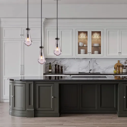 Vista 2 de Luces colgantes de gota de lluvia, modernas luces colgantes negras para isla de cocina, lámpara de comedor con forma de gota de lluvia chandelier