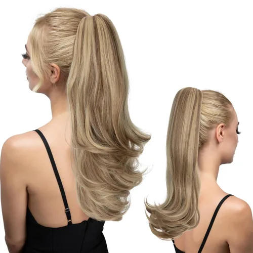 Vista 16 de Extensión de cola de caballo con clip, de 18 pulgadas, extensiones de cabello para mujer, cola de caballo larga y recta, cola de caballo rizada