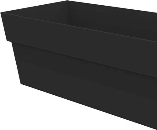 Vista 6 de Bloem Finley - Maceta rectangular de 24 pulgadas, color negro, acabado mate, se adapta a tamaños de riel de 3 a 6 pulgadas, caja de plástico 100%