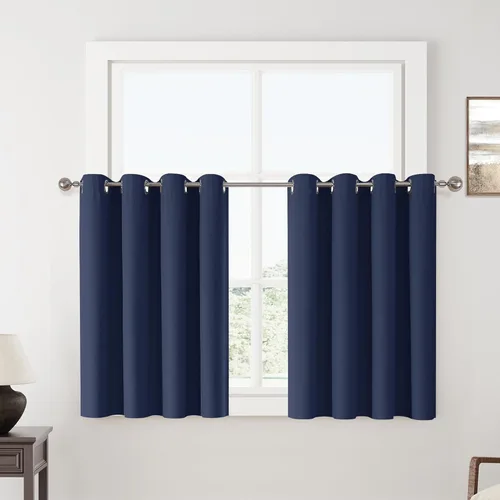 Vista 60 de ChrisDowa Cortinas 100% Opacas de Abedul Sólido de 45 Pulgadas de Largo, 2 Paneles para Dormitorio y Sala de Estar, Estilo Granja Oscurecedoras