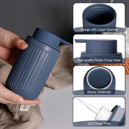 Vista 4 de INGOFIN Dispensador de Jabón Espumoso Cerámico - Dispensador de Jabón de Mano de 12oz Espumoso para Baño, Dispensador de Platos Moderno y Recargable