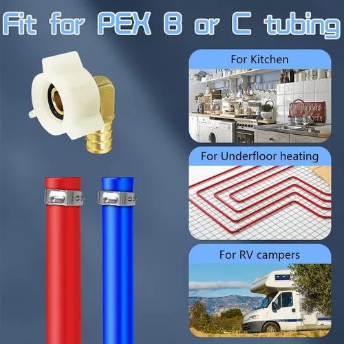 Vista 4 de Boltigen Conector de grifo de codo giratorio PEX de 1/2 pulgada (paquete de 5) con adaptador NPSM hembra de 1/2 pulgada NPT de 90 grados, accesorios