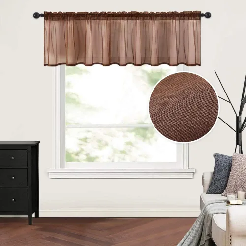 Vista 8 de MIULEE Cortina Transparente de Cocina Blanca Sólida con Cenefa de Aspecto de Lino para Ventana, Cenefa de Gasa Transparente para Ventanas de Sala