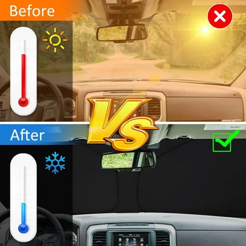 Vista 3 de D-Lumina Winshield - Parasol con bandera de Estados Unidos para Dodge Ram 1500 2009-2018, protector solar frontal plegable bloquea los rayos UV