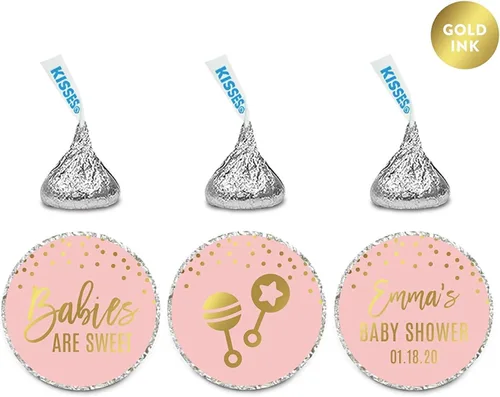 Vista 18 de Andaz Press Blush Rosa y Metallic Gold Confeti Lunares Baby Shower Party Collection Banderín colgante con cuerda, Baby Shower, 5 pies, 1 juego