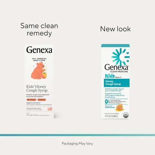 Vista 2 de Genexa Jarabe para la tos de miel orgánico para niños, sin colorantes, 0% de aditivos artificiales, remedio para la tos para niños de 2 a 11 años