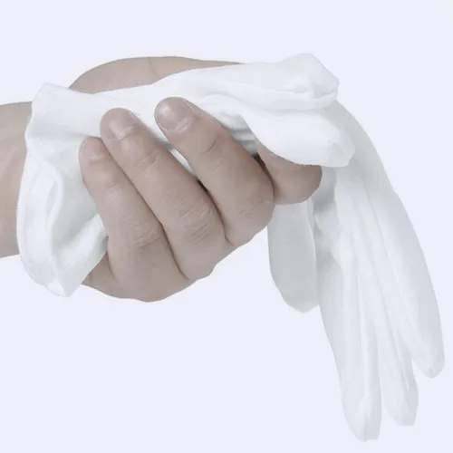Vista 5 de 12 pares de guantes de algodón blancos para servir, inspección, disfraz - Guantes de tela para manos secas, eccema, SPA hidratante