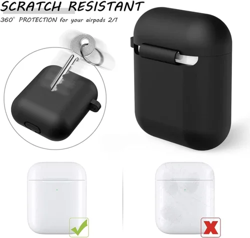 Vista 2 de Funda de silicona para Apple Airpods 1ª/2ª generación W llavero (verde)