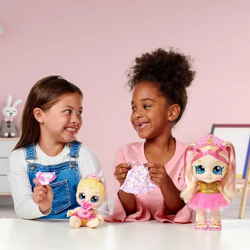 Vista 2 de Kindi Kids Aromática Sisters Pawsome Royal Family - Muñeca de Juego Preescolar de 10": Tiara Sparkles, Baby Kindi de 6.5": Teenie Tiara, y Kindi