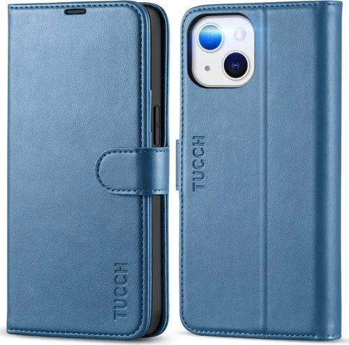 Vista 14 de TUCCH Funda Tipo Billetera para iPhone 13 (6.1") 2021, con Bloqueo RFID, con Soporte para 3 Tarjetas, de Piel Sintética, Tipo Folio