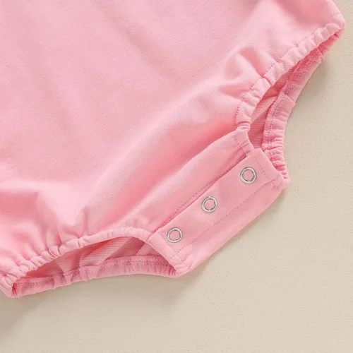 Vista 37 de Traje de bebé niña para el primer día de San Valentín, mameluco de burbujas con cuello redondo, sudadera linda para primavera y otoño