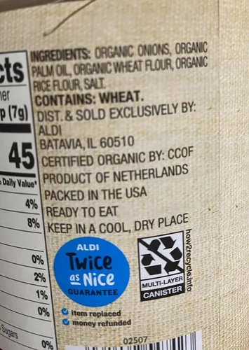Vista 3 de Simply Nature Cebollas fritas orgánicas veganas sin OMG (paquete de 2)