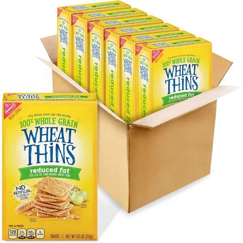 Vista 20 de Wheat Thins Galletas con un toque de sal, bajas en sodio, galletas integrales de trigo, paquetes a granel, 6 cajas de 8.5 onzas cada una Galletas
