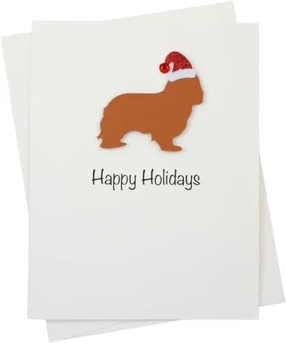 Vista 33 de Black Doodle Bernedoodle - Tarjetas de Navidad (10 unidades), hechas a mano, base blanca, perro con sombrero de Papá Noel Negro